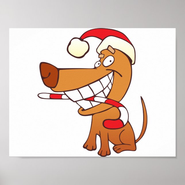 Hund in einem Weihnachtsmannmütze-Poster Poster (Vorne)