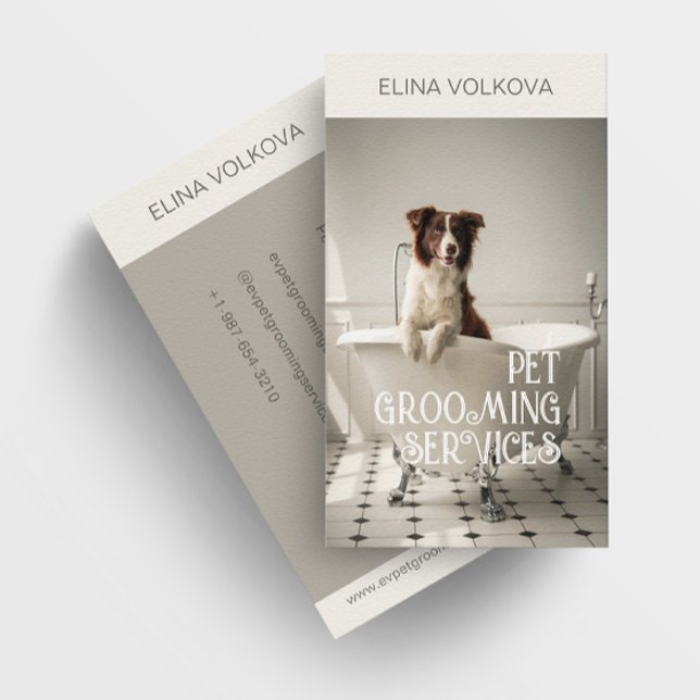 Hund in einer Badewanne Pet Grooming Services Whit Visitenkarte (Von Creator hochgeladen)