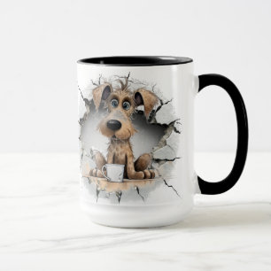 Hund in einer rissigen Wand Tasse