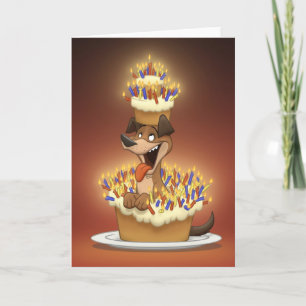 Hund in einer Torte Karte (Innen leer)