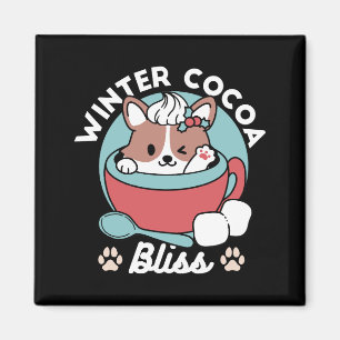 Hund in festlicher Tasse für die Ferien in den Ber Magnet