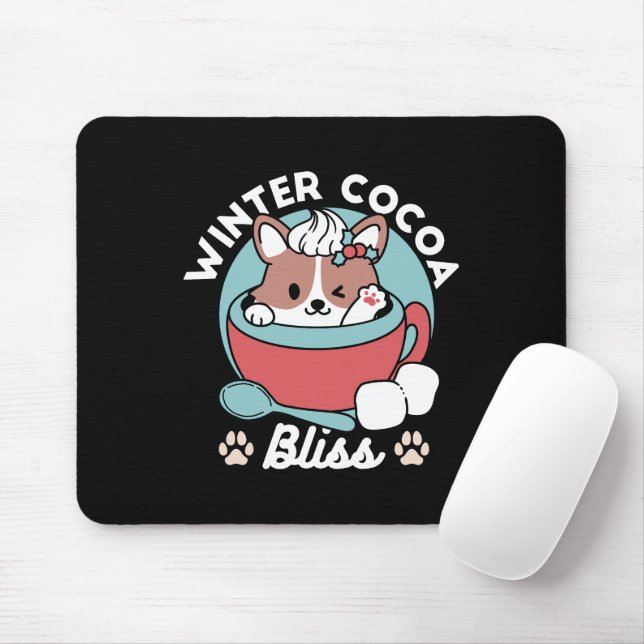 Hund in festlicher Tasse für die Ferien in den Ber Mousepad (Mit Mouse)