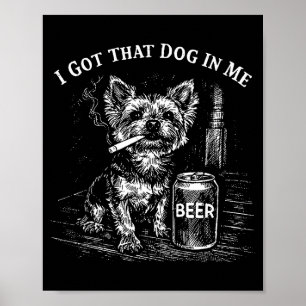 Hund in funny Yorkie hat Zigarette rauchen Mem Poster