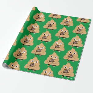 Hund in Gekackt Emoji-Kostüm Geschenkpapier