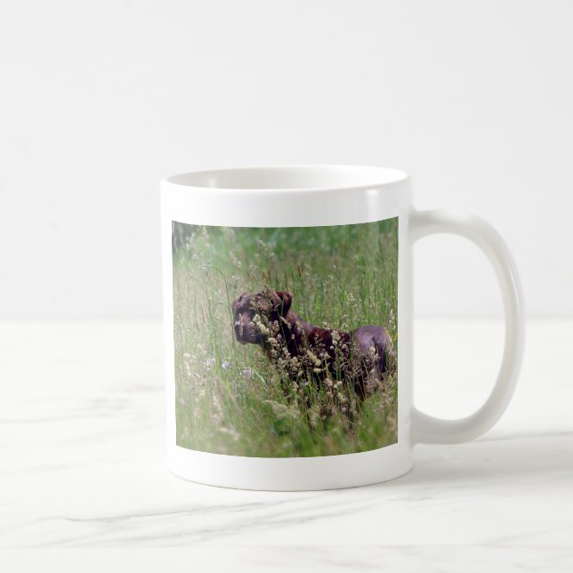 Hund in großem Gras Tasse (Rechts)