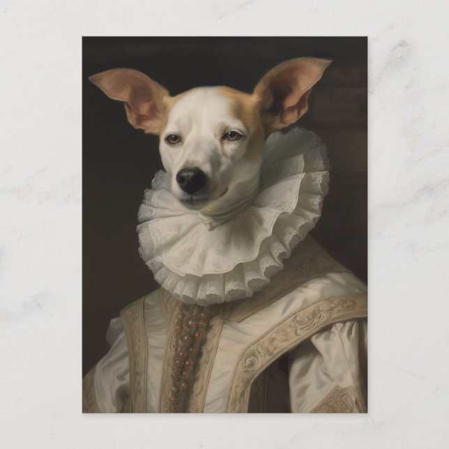 Hund in historischer Kleidung Postkarte (Vorderseite)