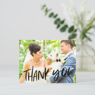 Hund in Hochzeit Foto Danke Postcard Postkarte