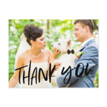 Hund in Hochzeit Foto Danke Postcard