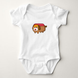 Hund in Hotdog Baby Strampler