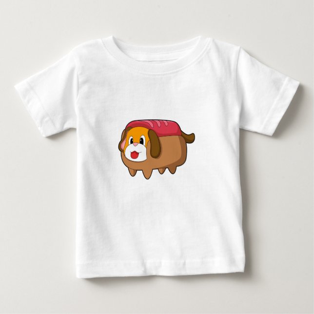 Hund in Hotdog Baby T-shirt (Vorderseite)