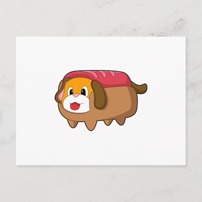 Hund in Hotdog Postkarte (Vorderseite)