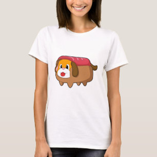 Hund in Hotdog T-Shirt