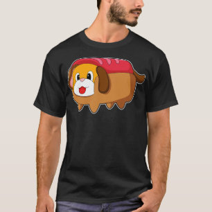 Hund in Hotdog T-Shirt