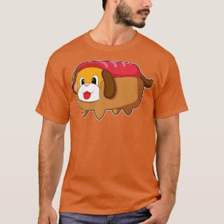 Hund in Hotdog T-Shirt