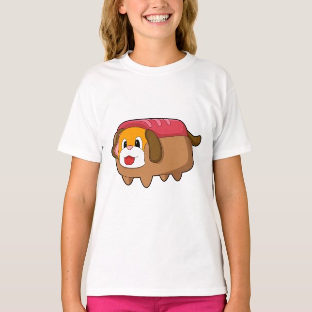 Hund in Hotdog T-Shirt (Vorderseite)