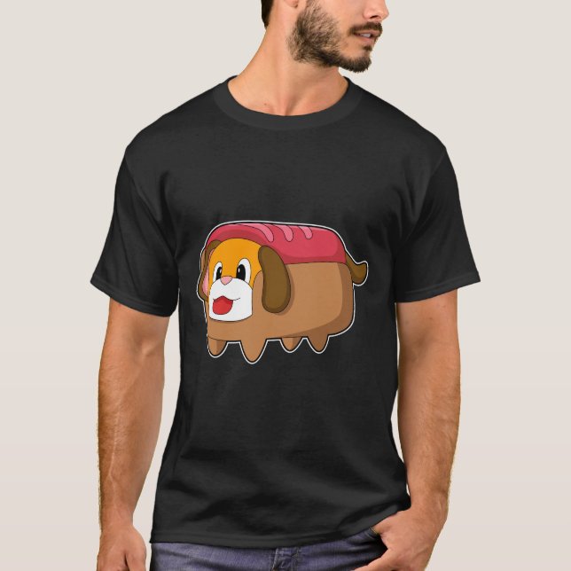 Hund in Hotdog T-Shirt (Vorderseite)
