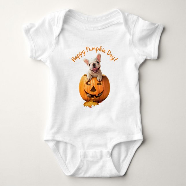 Hund in Jack-o-Lantern Baby Strampler (Vorderseite)