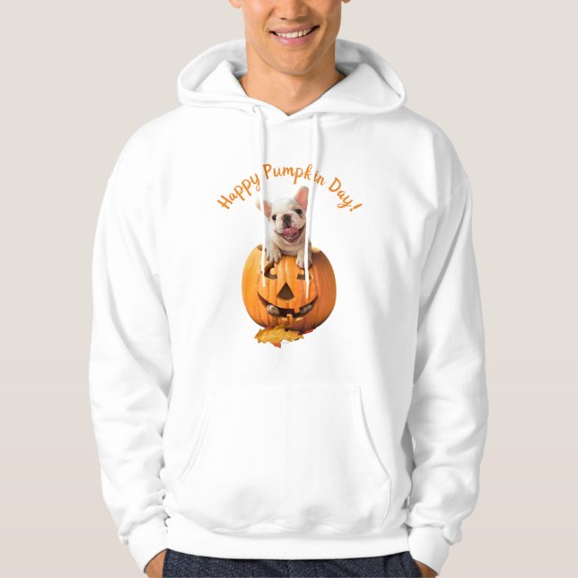 Hund in Jack-o-Lantern Hoodie (Vorderseite)