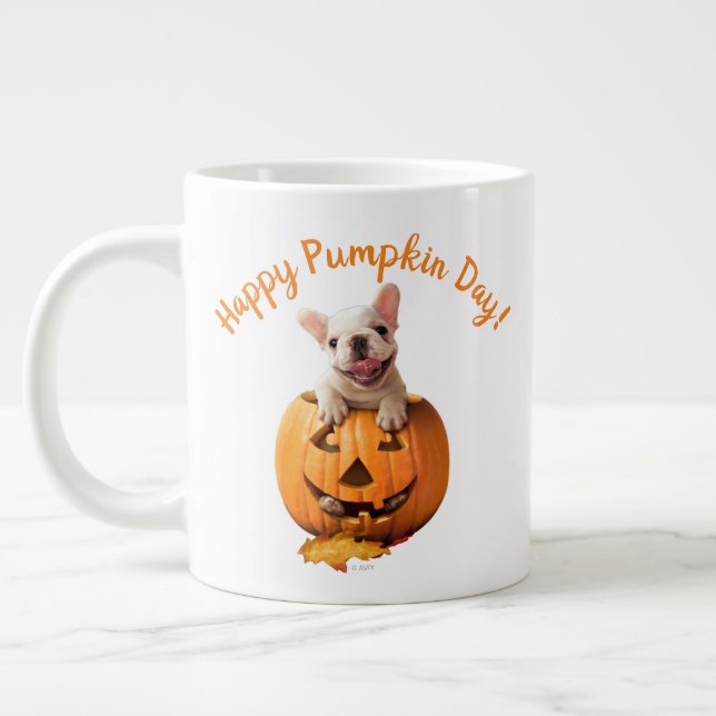 Hund in Jack-o-Lantern Jumbo-Tasse (Links)