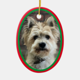 Hund in Memoriam Weihnachten Weihnachten Rot Grün Keramik Ornament