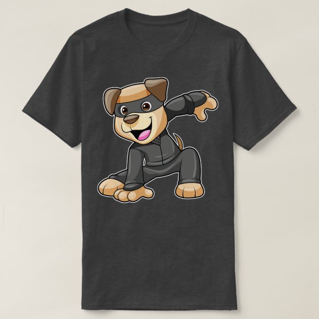 Hund in Ninja Kostüm T-Shirt (Design vorne)