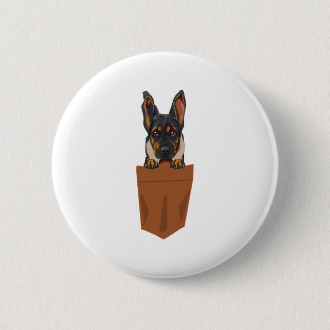 Hund in Pocket Funny Puppy for Dog Lovers Rottweil Button (Vorderseite)