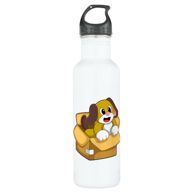 Hund in Schachtel Edelstahlflasche (Vorderseite)