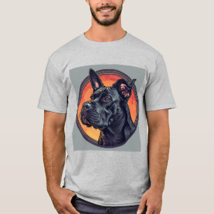 Hund in schwarz Elegantes Porträt Minimale Ästheti T-Shirt