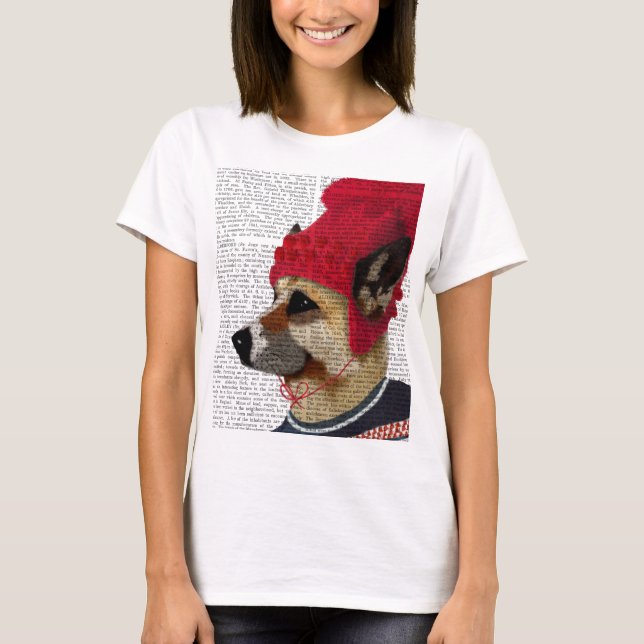 Hund in Ski Sweater 2 T-Shirt (Vorderseite)
