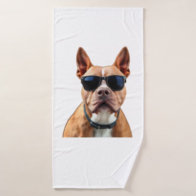 Hund in Sonnenbrille Badetuch Badehandtuch (Badehandtuch)