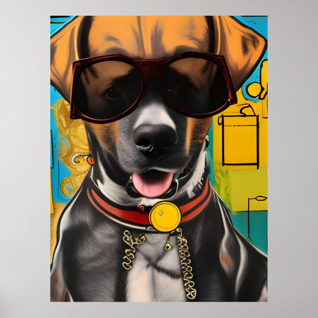 Hund in Sonnenbrille Poster (Vorne)