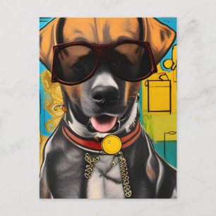 Hund in Sonnenbrille Postkarte