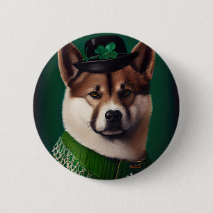 Hund in St. Patrick's Day Dress Button