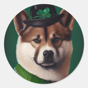 Hund in St. Patrick's Day Dress Runder Aufkleber