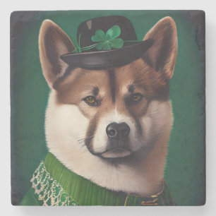 Hund in St. Patrick's Day Dress Steinuntersetzer