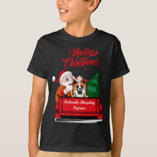 Hund isländischer Schafhund mit dem Weihnachtsmann T-Shirt