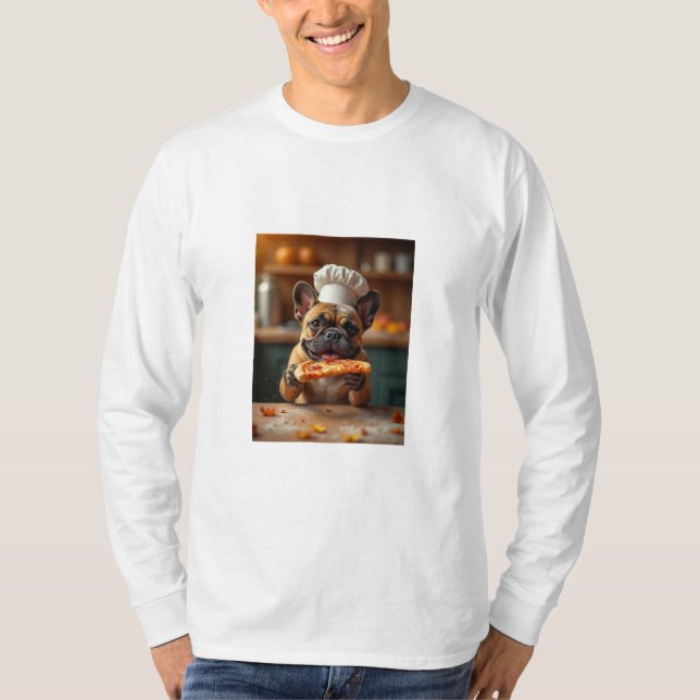 Hund isst Pizza T - Shirt (Vorderseite)