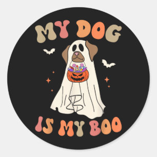 Hund ist Boo Geist Gruselig Halloween Hundeliebhab Runder Aufkleber