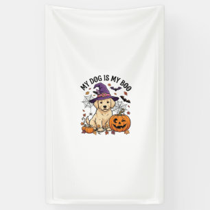 Hund ist Boo Halloween Hexe Welpe Kürbis_1 Banner