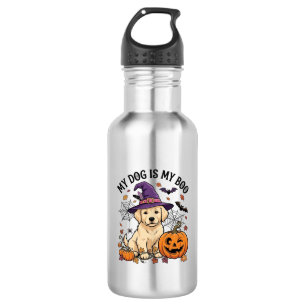 Hund ist Boo Halloween Hexe Welpe Kürbis_1 Edelstahlflasche