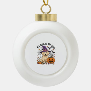 Hund ist Boo Halloween Hexe Welpe Kürbis_1 Keramik Kugel-Ornament