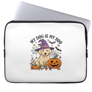 Hund ist Boo Halloween Hexe Welpe Kürbis_1 Laptopschutzhülle