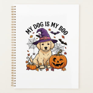 Hund ist Boo Halloween Hexe Welpe Kürbis_1 Planer