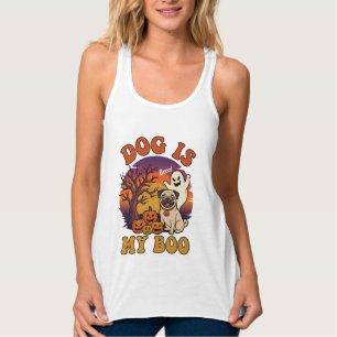 Hund ist Boo Halloween Mops Geist Kürbisse_1 Tank Top