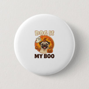 Hund ist Boo Pug Halloween Geist Kürbis Button