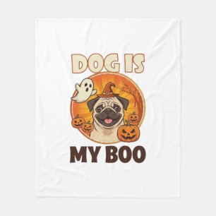Hund ist Boo Pug Halloween Geist Kürbis Fleecedecke