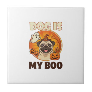 Hund ist Boo Pug Halloween Geist Kürbis Fliese