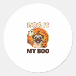 Hund ist Boo Pug Halloween Geist Kürbis Runder Aufkleber