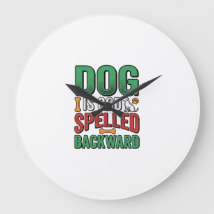 Hund ist Gott rückwärts buchstabiert Vintage Haust Große Wanduhr