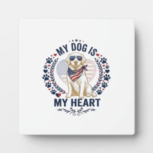 Hund ist Herz Amerikanische Flagge Sonnenbrille_1 Fotoplatte